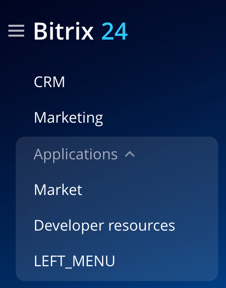 Widget as an item in the main menu of the account