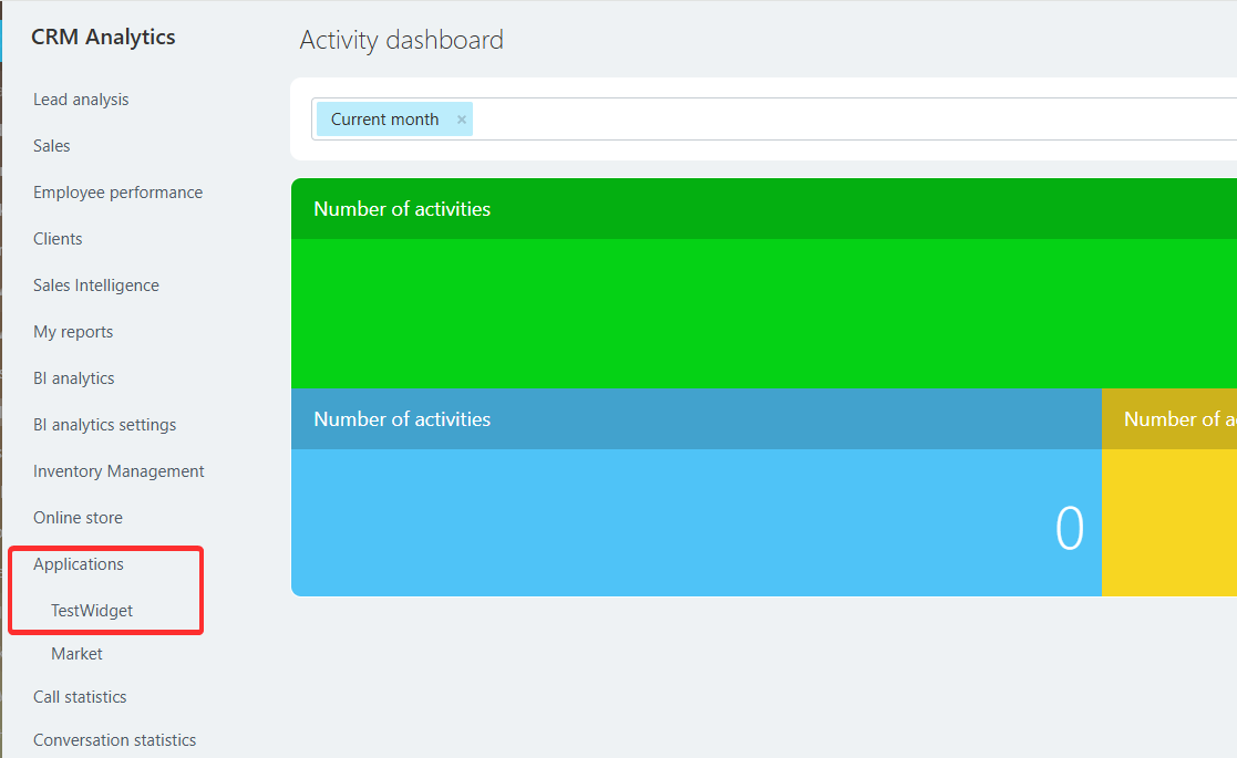 Widget as an application list item in CRM Analytics