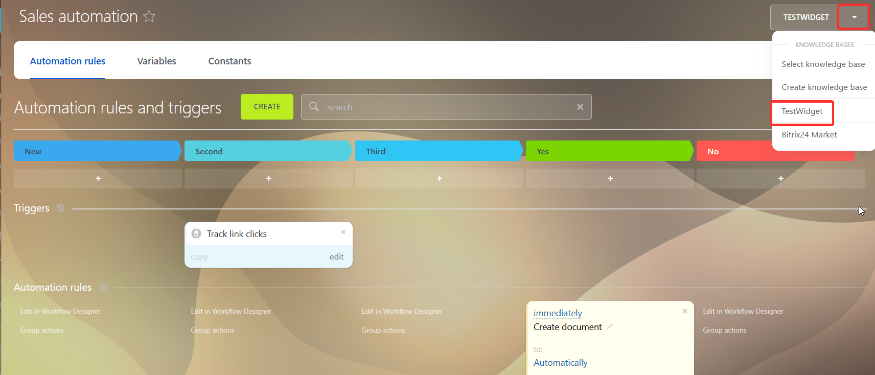Widget as a Dropdown Menu Item of the Top Button in the Robot Designer