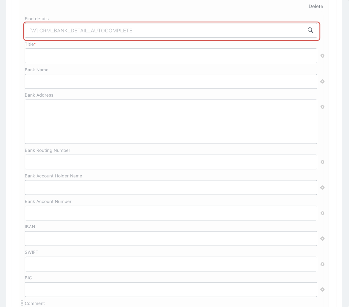 Application handler in the list of bank details search sources