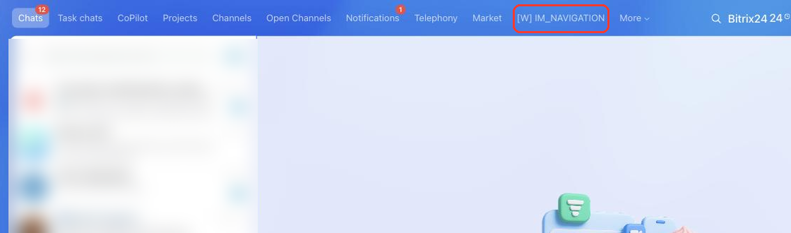 Application item in the messenger navigation menu