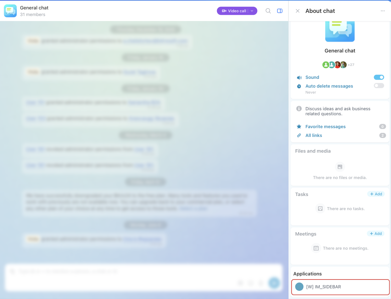 Item in the chat sidebar