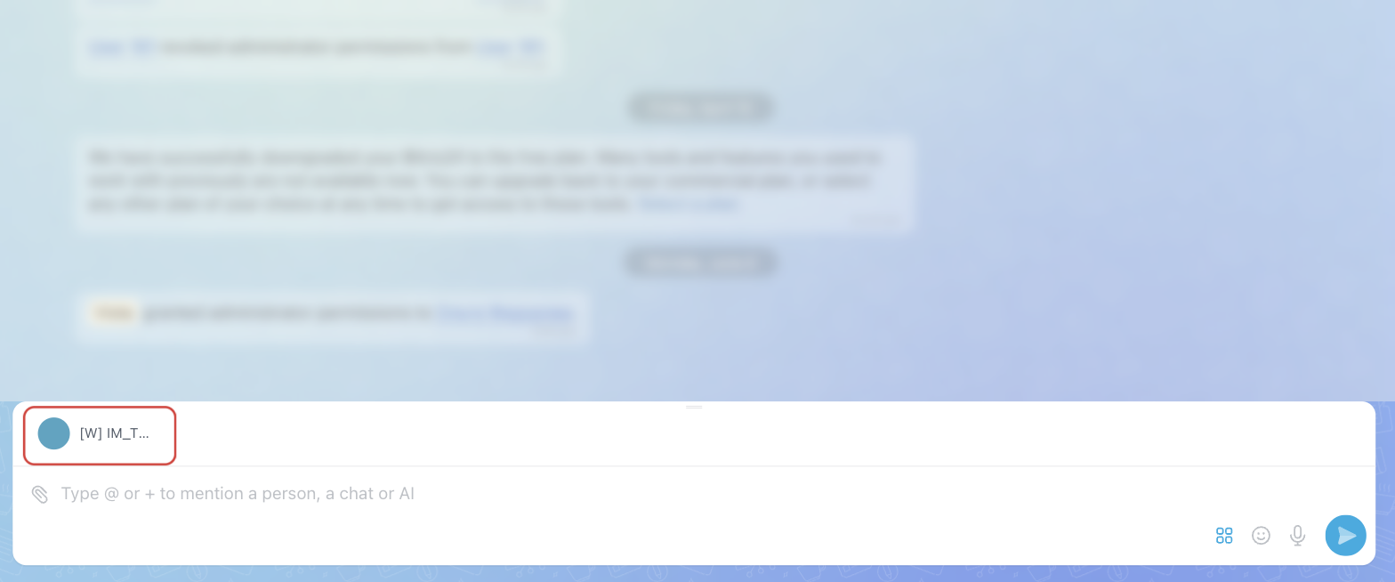 Item in the panel above the input field