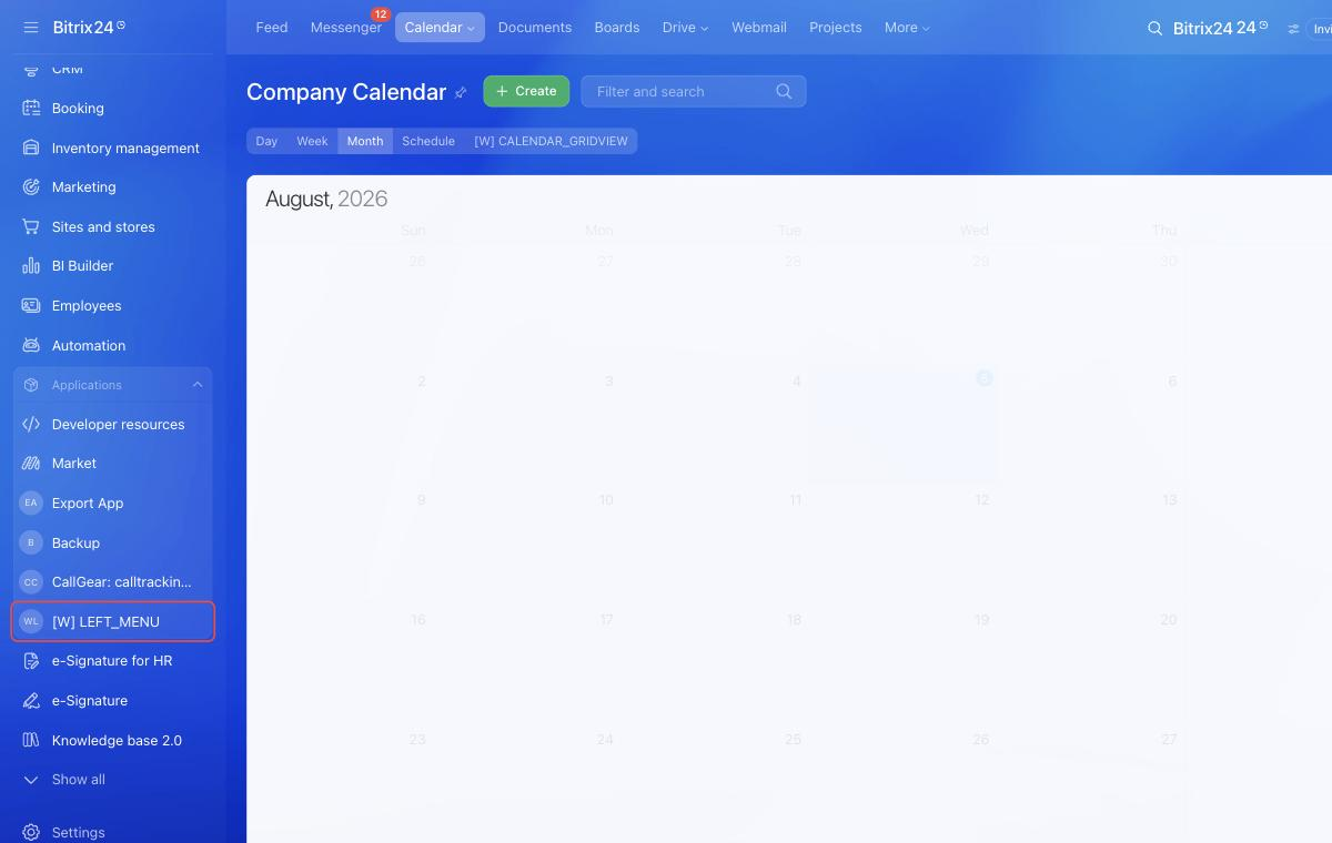 Item in the main menu of Bitrix24