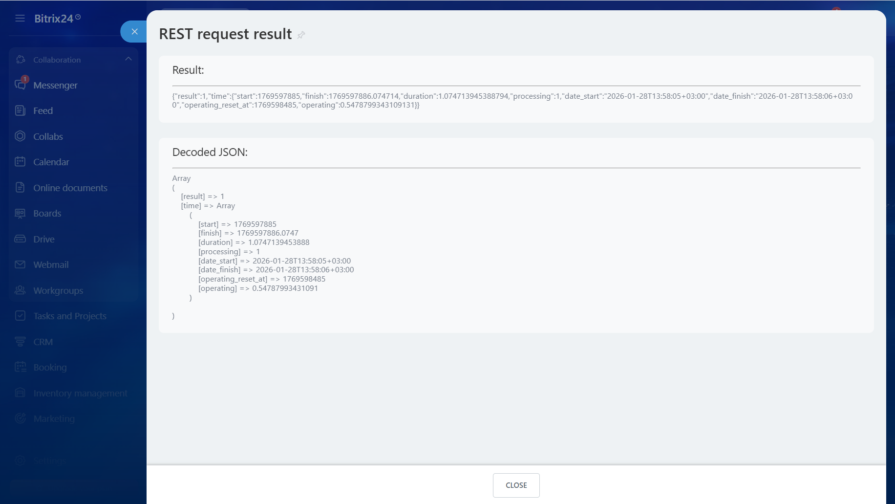 JSON response