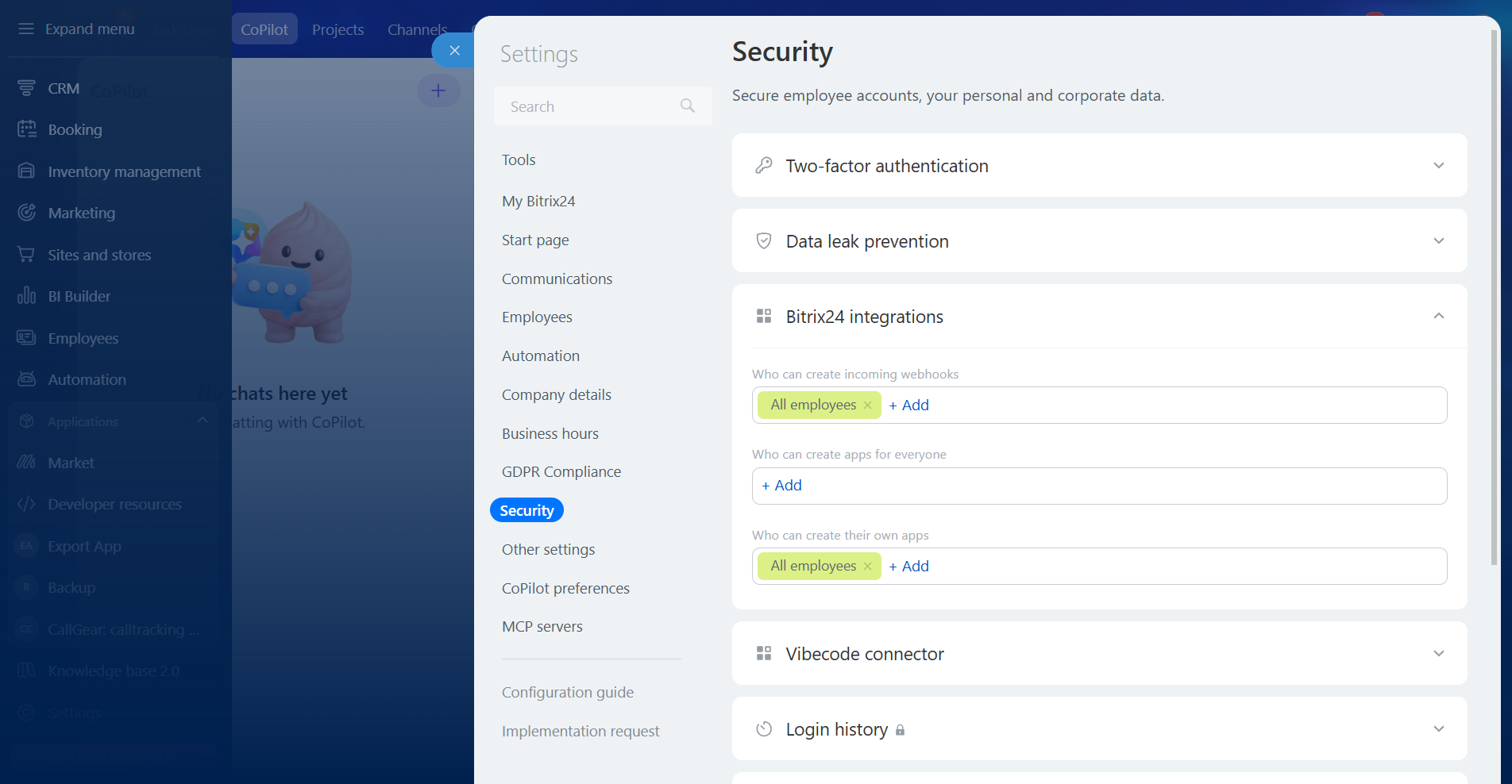 Configure Access to Inbound Webhook Creation