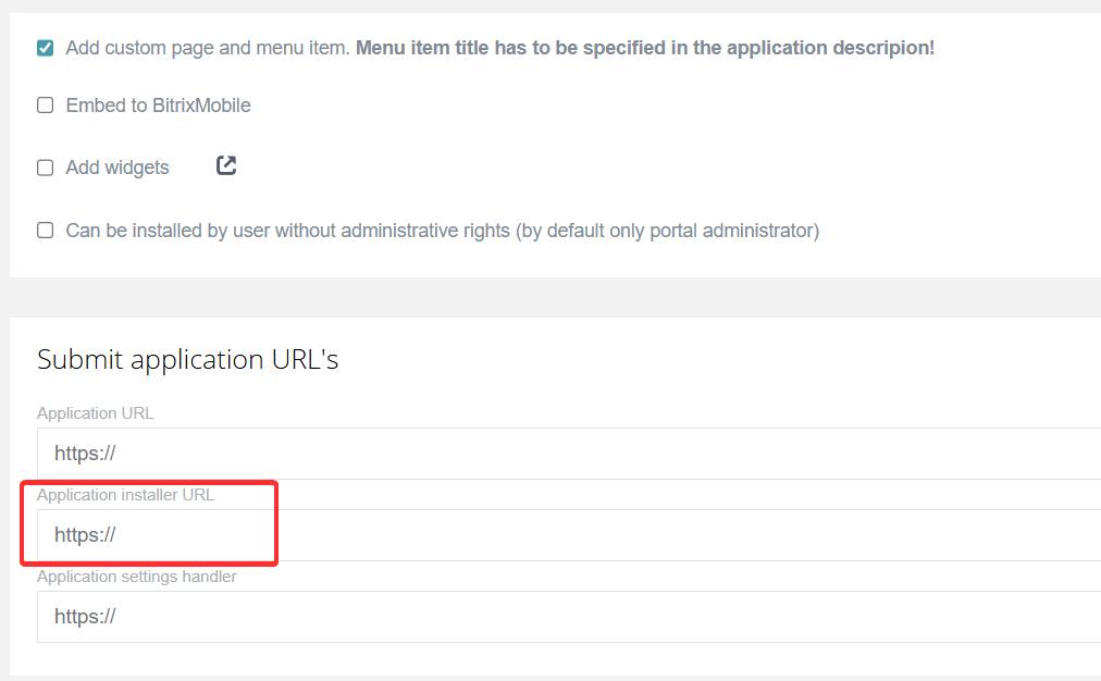 Application installer URL