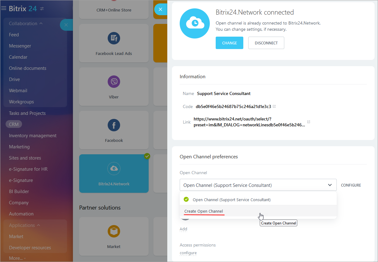 Creating or Selecting an Open Line