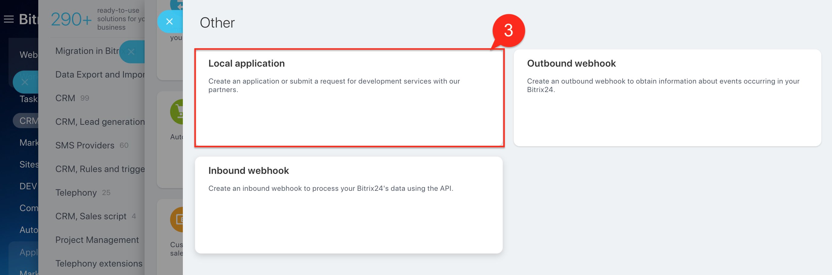 Adding an application